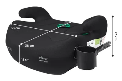 Автокрісло-бустер CRL-16011 Next Midnight Black i-Size ISOFIX 125-150см+направляючий ремінь, підсклянник CARRELLO
