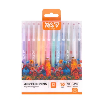 Набір акрилових ручок YES 12кол. 412310 Orange Line (24) /412310/