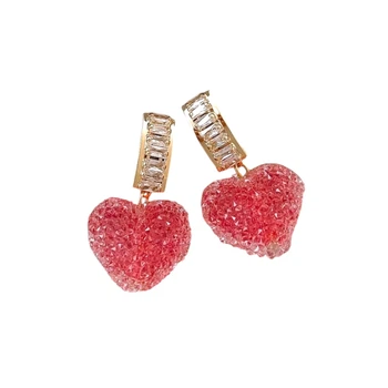Сережки "Цукрові серця" 3,5 см рожеві