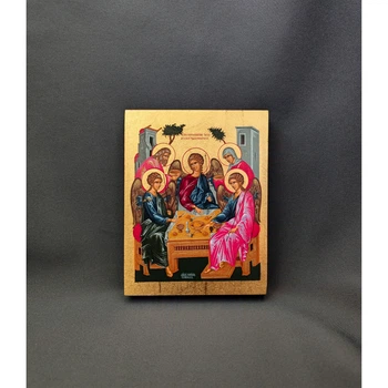 Маленька писана грецька ікона Святої Трійці (Старозавітна) 9×11,5 см