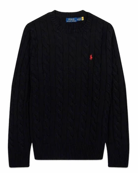 Чоловічий в’язаний светр Polo Ralph Lauren Cable-Knit Cotton чорний SWT-POLO-006-M