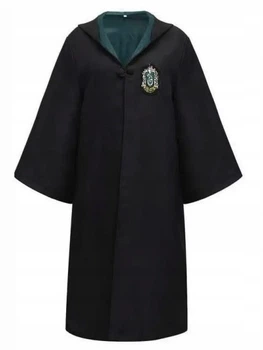 Мантия Harry Potter Slytherin Слизерин (Slytherin) черный с зеленым подкладом пелерина с капюшоном для детей карнавальный костюм размер S