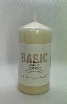 Свічка парафінова інтер'єрна циліндрична Basic Canndles Collection 60х120 мм Слонова Кістка, 270 г