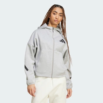 Жіноче худі Adidas Z.N.E Full-Zip Hoodie Сіре (Розмір S, оверсайз)