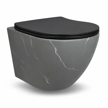Подвесной безободковый унитаз VBI Vulcano Tornado grey stone matt VBI-020424