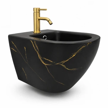 Подвесное биде VBI VULCANO BLACK MARBLE MATT