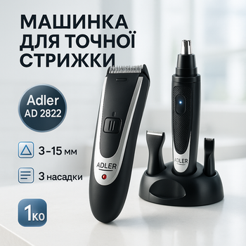 Универсальный триммер для бороды и усов Adler AD 2822 с аккумулятором