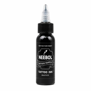 Черный пигмент NEEBOL Tattoo Ink для тату 30 мл черная краска чернила для татуировки профессиональный пигмент для работы мастера тату подходит для нанесения контуров деталей и создания насыщенных черных рисунков на коже (F16)