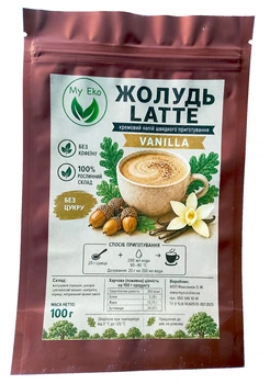 Напиток Latte Vanilla из желудя, цикория и кокосовых сливок Myeco, 100 г