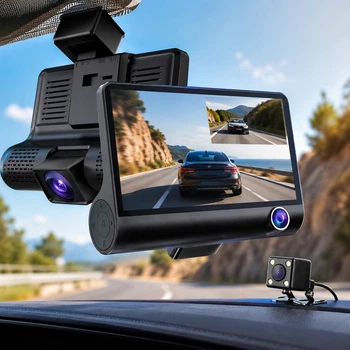 Автомобильный видеорегистратор XH202/319 3 камеры 170° Full HD ночное видение циклическая запись с камерой заднего вида