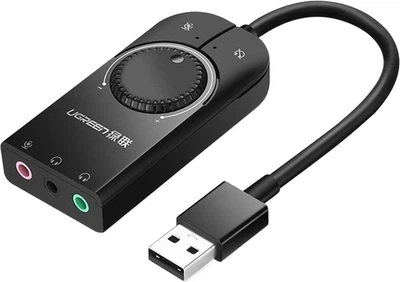 Звукова карта UGREEN 50599 USB — 3.5 мм для наушников и микрофона, 1 м