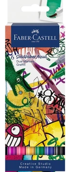 Zestaw markerów dwustronnych Faber-Castell Goldfaber Aqua Graffiti 6 kolorów (164525) (4005401645252)