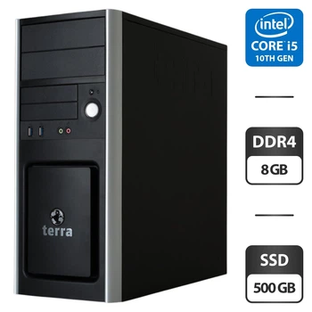 Компьютер Terra Tower / Intel Core i5-10400 (6 (12) ядер по 2.9 - 4.3 GHz) / 8 GB DDR4 / 500 GB SSD / Intel UHD Graphics 630 б/у