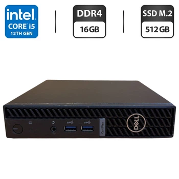Неттоп Dell OptiPlex 7010 Micro USFF / Intel Core i5-12500T (6 (12) ядер по 2.0 - 4.4 GHz) / 16 GB DDR4 / 512 GB SSD M.2 / Intel UHD Graphics 770 / Блок питания б/у