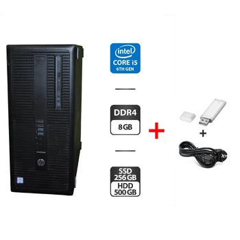 Компьютер HP EliteDesk 800 G2 Tower / Intel Core i5-6500 (4 ядра по 3.2 - 3.6 GHz) / 8 GB DDR4 / 256 GB SSD + 500 GB HDD / Intel HD Graphics 530 / DVD-ROM / Windows 11 б/у + Подарок Флеш память USB 32 GB + Кабель питания