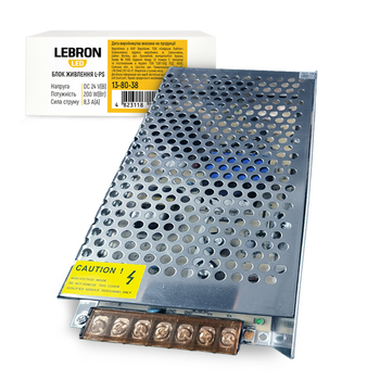 Блок питания 200W LEBRON для LED-ленты 24V 8.3A в перфорированном корпусе IP20 L-PS