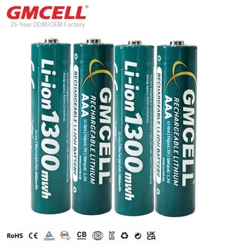 Аккумуляторные батарейки AAA GMCELL Li-ion 1300 mWh (4 шт) 1.5V Мизинчиковые перезаряжаемые 1000+ циклов (BT012)