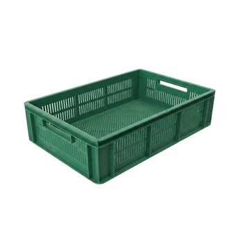Ящик пластиковый (600х400х140) перфорированный, зеленый, тип 2