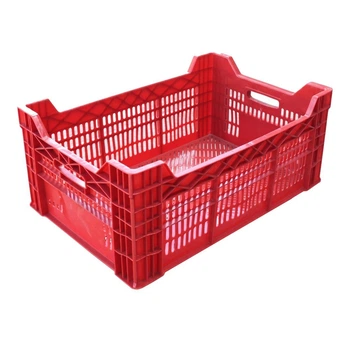 Ящик пластиковый (600х400х260/220) перфорированный, красный, тип 2