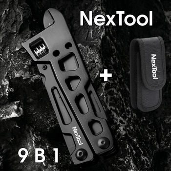 Мультитул NexTool Wrench NE20145 9-в-1 многофункциональный инструмент с разводным ключом ножом и пилой, черный
