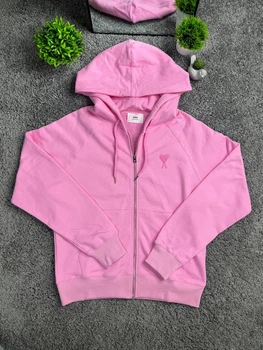 Кофта Зіп Худі Ami Paris на замку Рожевий S (AMI-ZIP-HOODIE-W-S)