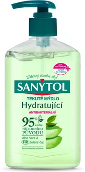 антибактеріальне зволожувальне Рідке мило з алое вера та зеленим чаєм SANYTOL 250 мл