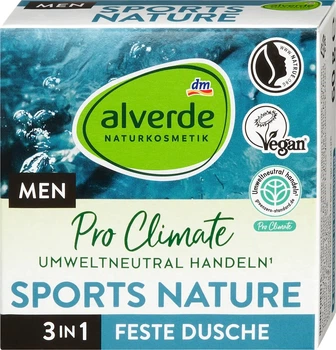 Твердый гель для душа Спортивная натура 3 в 1 alverde MEN, 60 г