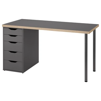 Стол, серый с отделкой под дерево, 140x60 см LAGKAPTEN/ALEX IKEA 295.853.84