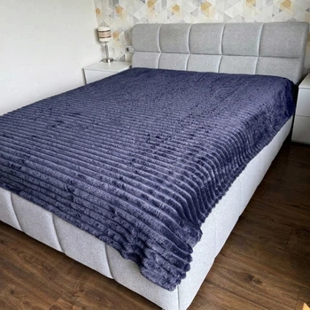 Плед-покрывало флисовый евро темно-синий 200х220 Королевский Шарпей Colorful Home PVK9
