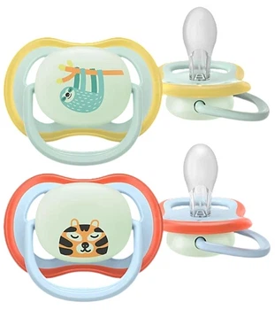 Smoczek ortodontyczny Philips Avent Ultra Air Night 0-6 m nocny Jasny Niebieski/Jasnozielony 2 szt  (8720689042963)