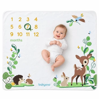 Фотоплед для фотосессии новорожденных по месяцам детский 100 × 120 см BabyOno 824 белый