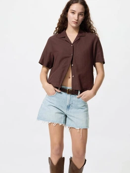 Джинсові шорти жіночі Uniqlo 256238017 S Блакитні (1162032648)