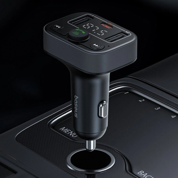 FM-модулятор Baseus S-09 Pro C10762200113-00 Bluetooth 5.3, PD 18W + QC, 2×USB + USB Type-C, Hands Free, черный