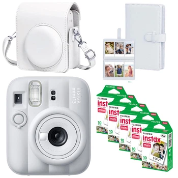 Набір камера Fujifilm Instax Mini 13 Clay White , Фотопапір 50шт, Чохол, Фотоальбом 108 фото Білий (Подарункове пакування)