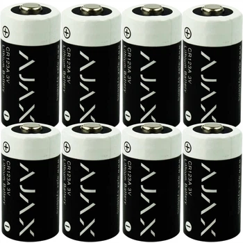 Батарейки Аякс CR123A Ajax 3В 1600mAh Для охранных систем датчиков сигнализаций, 8 шт (ajax-8)