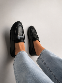 Лоферы с ремешком в стиле Hermes Женские Loretta Черный 38 (24 см) Код: E610-7 black