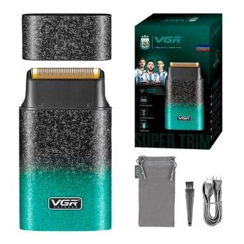 Электробритва мужская VGR V-326 Green, аккумуляторный шейвер для сухого и влажного бритья, 4500 об/мин, LED-дисплей, влагозащита, бритва для лица и бороды