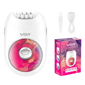 Епілятор жіночий VGR V-706 PINK акумуляторний бездротовий для видалення волосся, 2 режими, для ніг, тіла та зони бікіні, рожевий