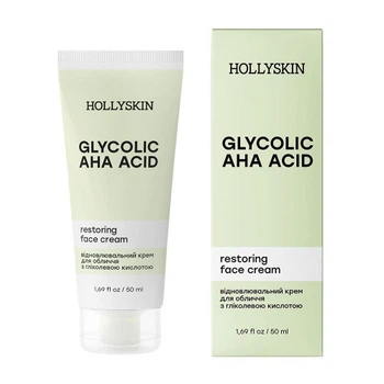 Відновлювальний крем для обличчя з гліколевою кислотою Hollyskin Glycolic AHA Acid Face Cream, 50 мл