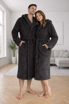 Халат унисекс с капюшоном Cuddle темно-серый 2XL/3XL