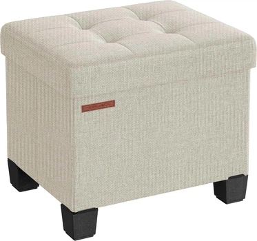 SONGMICS LSF012W11 Пуф с местом хранения, 32 x 40 см выдерживает до 300 кг Кремово-белый