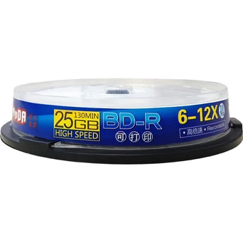 Диски Blu-Ray/записувані диски MNDA BD-R, швидкість 6-12x, 25 ГБ, для друку, 10 штук у бочці