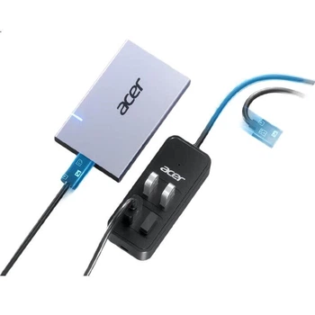 USB-хаб Acer 3.0, док-станція розширення з 4 портами, розгалужувач-хаб, конвертер-подовжувач, один порт з портом живлення, багатопортовий адаптер для ноутбуків і настільних комп'ютерів, 1,5 метра
