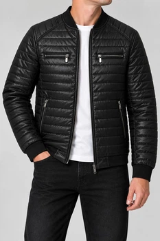 Куртка чоловіча однотонна екошкіра чорний 214R608 AGER 2XL