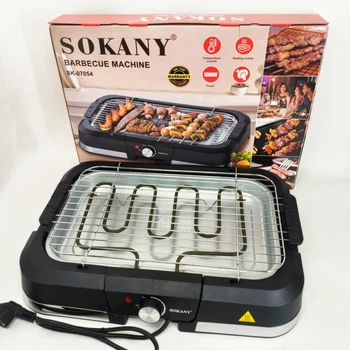 Барбекю электрический гриль Sokany SK-07054 2000Вт настольный бездымный для приготовления мяса и овощей.