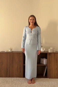 Костюм в'язаний з декоративними застібками KS004 2607547790510 L/XL Блакитний