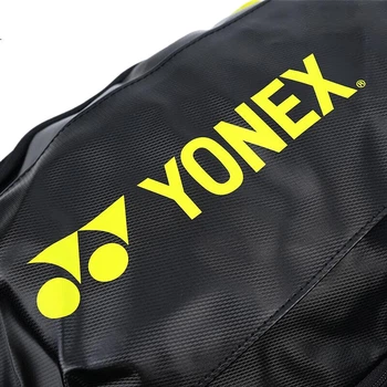 Теннисная сумка YONEX, многофункциональный рюкзак с отделениями, большая вместимость, модный дизайн BA82412CR, черный/лимонно-зеленый.