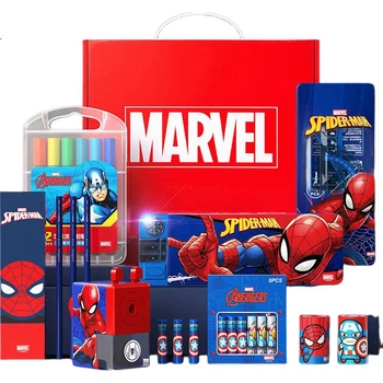 Набор канцелярских принадлежностей Disney, рюкзак для рисования Marvel и подарочная коробка для канцелярских товаров, для мальчиков начальной школы (1-3 классы), подарок на выпускной в детском саду, подарок на день рождения, скидка при групповой покупке.