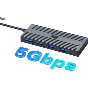 USB-концентратор Chuanyu USB3.0 с четырьмя портами, высокоскоростной док-станцией расширения, 4-портовый разветвитель, многопортовый адаптер для ноутбуков и настольных компьютеров, 120 см.