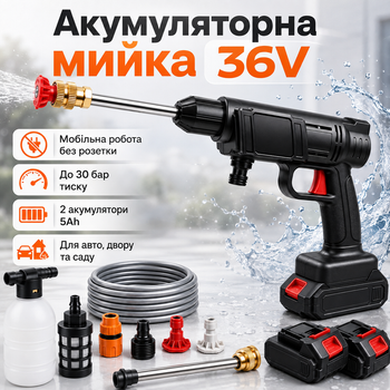 Портативна мийка високого тиску LEO TOOLS 250 Вт 30 бар з подвійним акумулятором